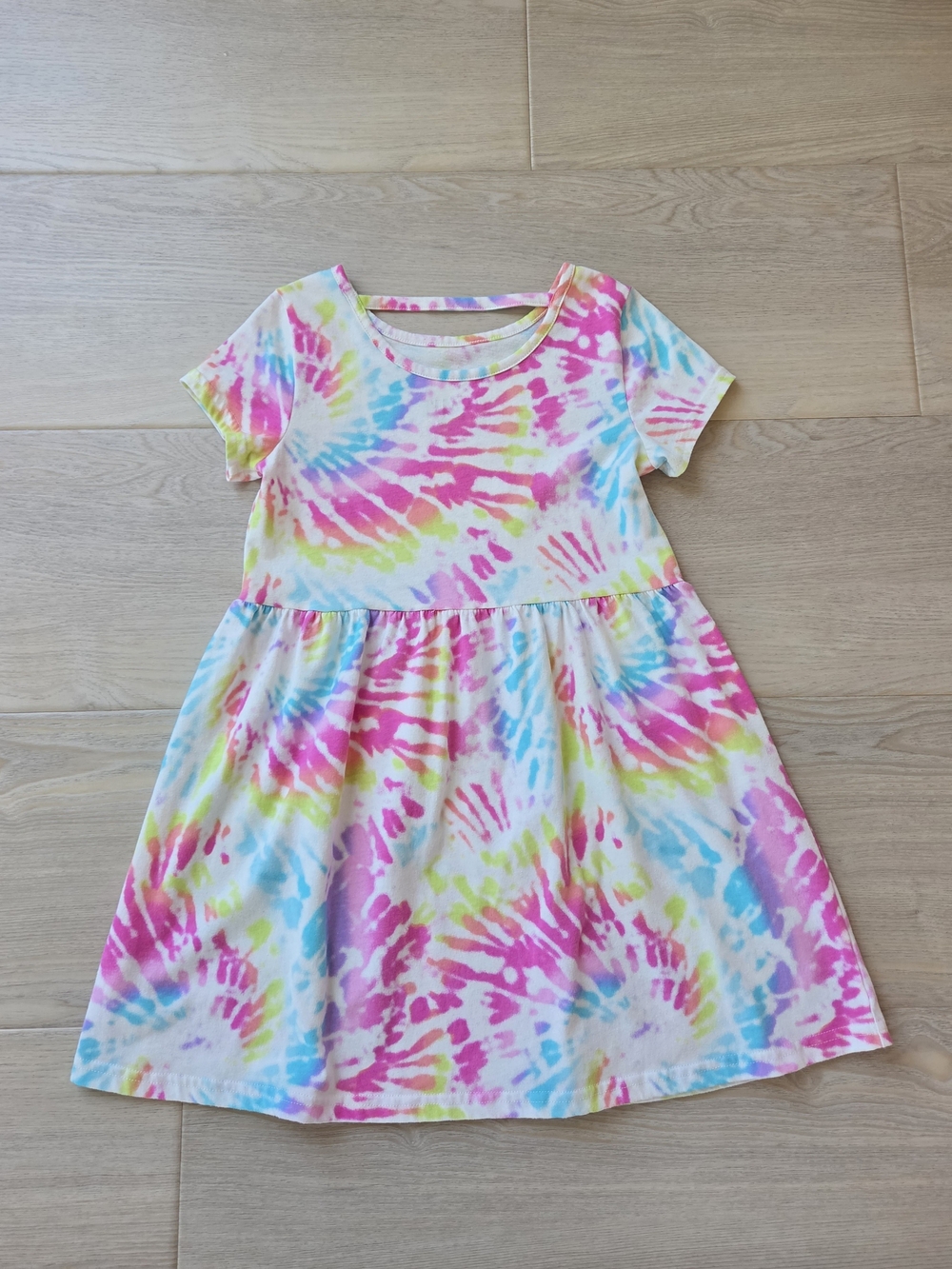 Place Girls' Tie-Dye Short Sleeve Dress